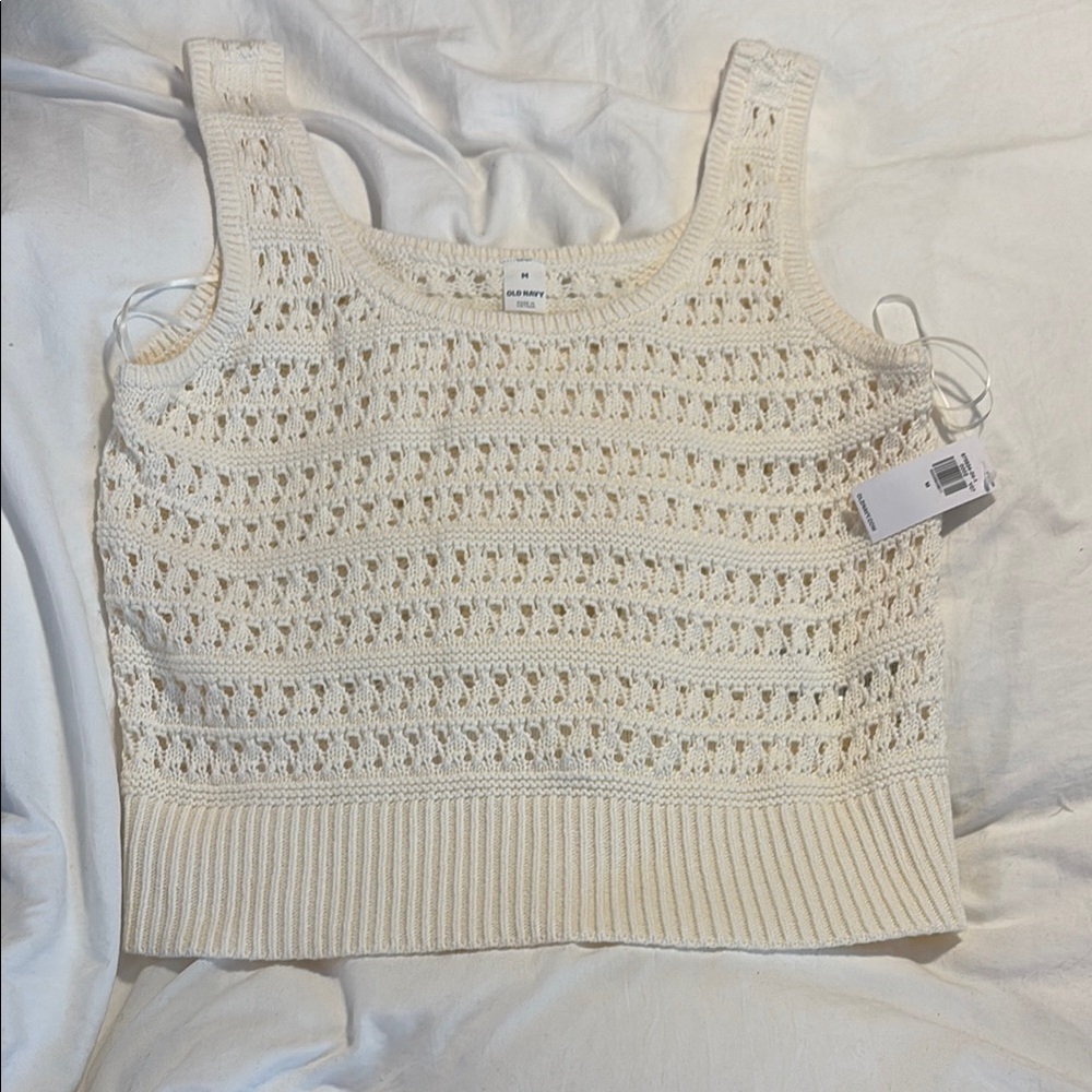 Old Navy cropped Cream Knit Tank Top: Size M